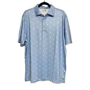 USAG Logo Golf High Stretch Polyester Polo Shirt Light Blue Men's Size Large